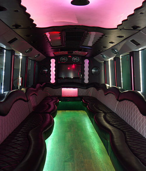 Party bus service with dark windows